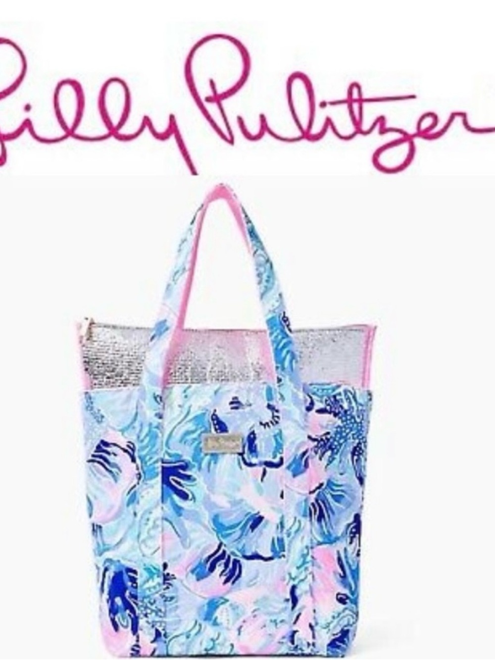 NWT Lilly Pulitzer Cooler Tote in Saltwater Blue Shade Seekers Removable Insert